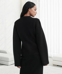 Gerade geschnittene Damen Strickjacke mit Knopfverschluss - Alvara