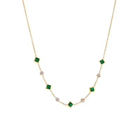 Goldene Halskette Mit Grünen Kristalle Und Kubische Zirkonien Für Den Alltag Von Evelina