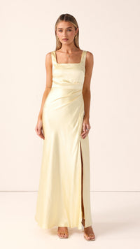 Elegantes langes Kleid mit quadratischem Ausschnitt für Damen – Alina