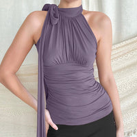 Damenbluse mit plissiertem Neckholder - Florence