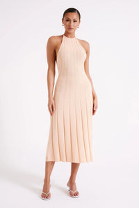 Midikleid aus gewebtem Plissee mit Neckholder - Dalila