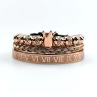 Herrenarmband Imperiale Krone im Römischen Stil Magnus Elegantes Goldfarbenes Schmuckstück Dreiteiliges Set Mit Einer Krone