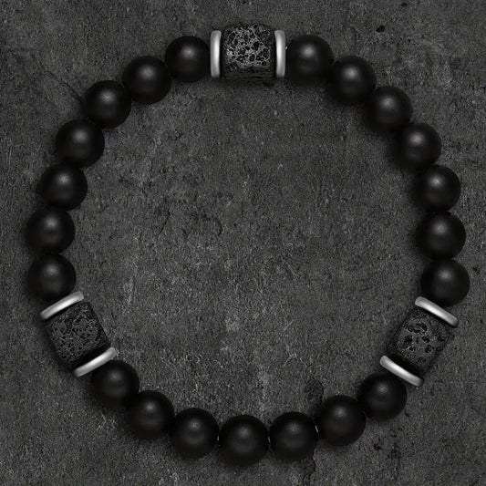 Mattes Onyx Armband Elastisch Handgefertigt Mit Natursteinperlen Und Zeitlose Eleganz