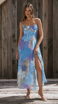 Langes Abendkleid mit Blumenmuster – Nancy