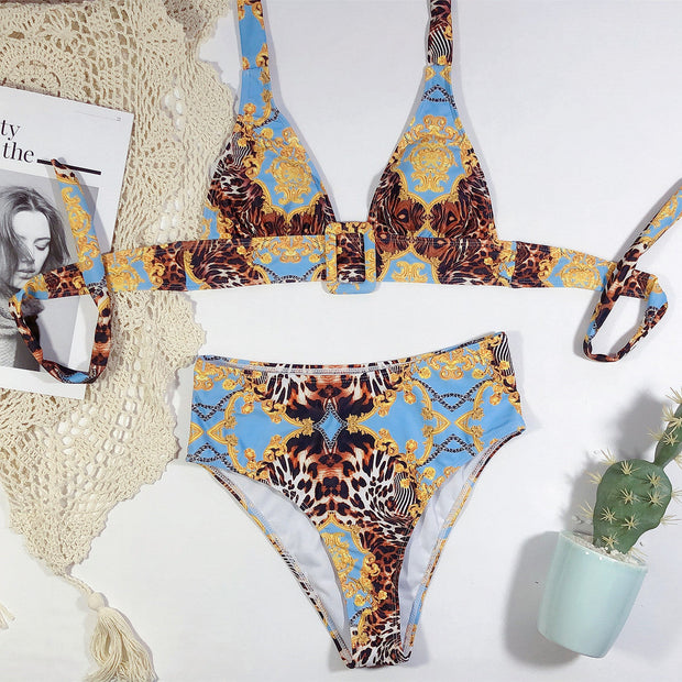 Körperschmeichelnd Bedruckter Neckholder-Bikini