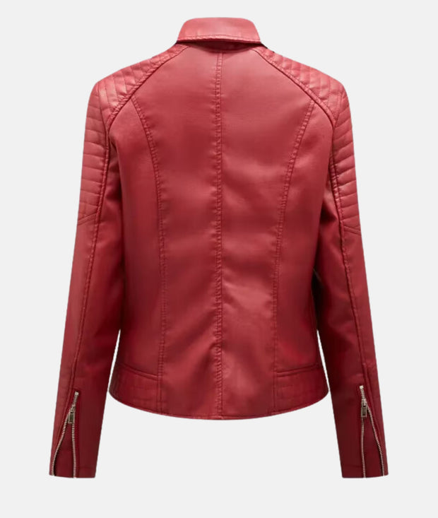 Biker-Lederjacke ohne Kapuze