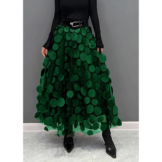 Vintage gepunkteter, hochtaillierter Maxi-Rock für Damen