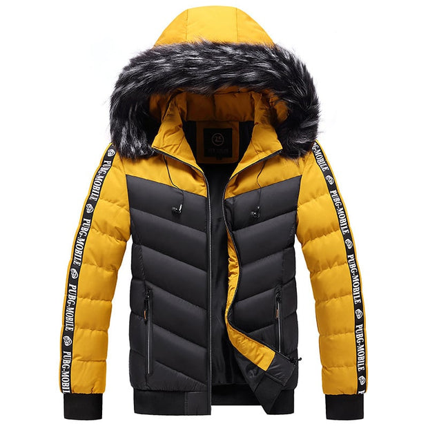 Herren Steppjacke mit Kunstfellkapuze - Elian