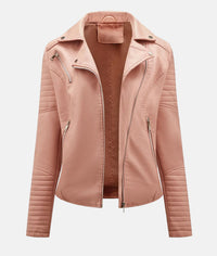 Biker-Lederjacke ohne Kapuze