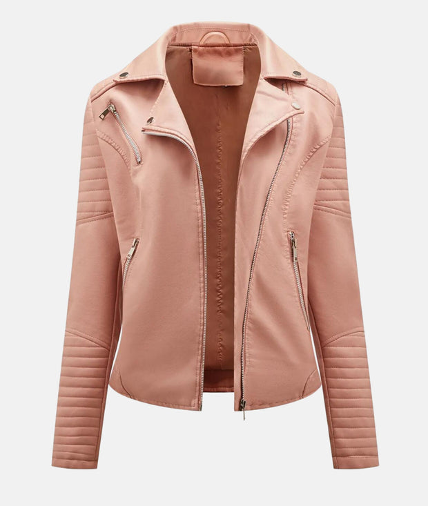 Biker-Lederjacke ohne Kapuze
