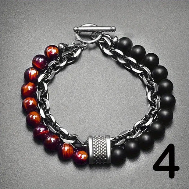 Tigerauge Perlenarmband Steel Streaks Robustes Stahlarmband Mit Wildem Stil Für Urbane Könige