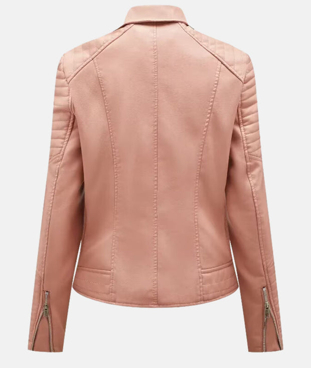 Biker-Lederjacke ohne Kapuze