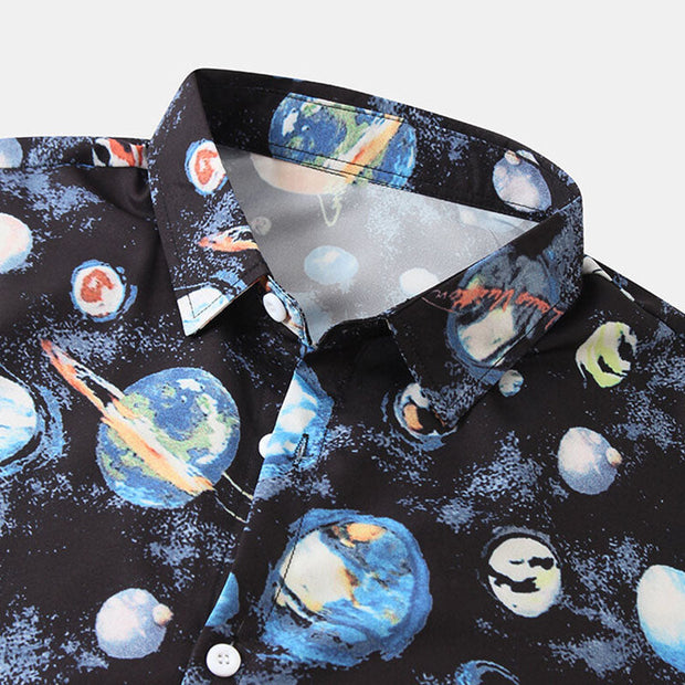 Gepunktetes Herren Kurzarm Hemd im Retro Look