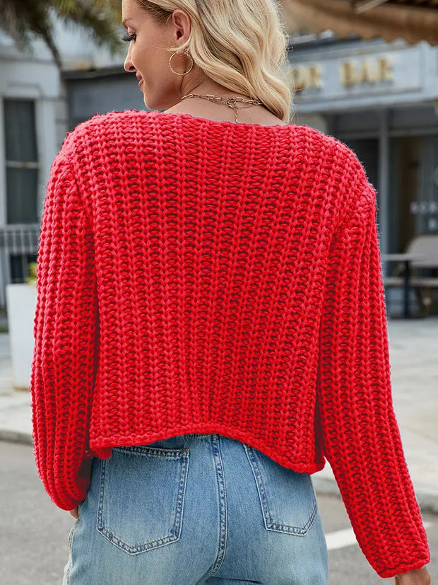Strickjacke in leichter Ausführung mit V-Ausschnitt und Knopfverschluss