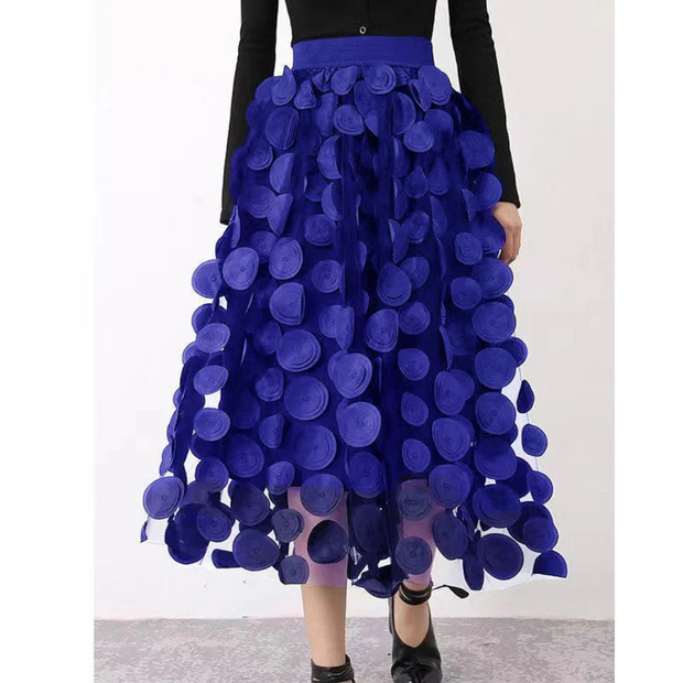 Vintage gepunkteter, hochtaillierter Maxi-Rock für Damen