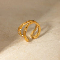 Zoe Diamant-Tropfen-Ring Offener Ring Im Goldton Mit Eleganten Linien Und Kristallakzenten