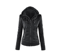 Lederjacke mit Kapuze