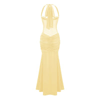 Elegantes Maxikleid für Damen mit Neckholder-Ausschnitt und Drapierungen - Elira