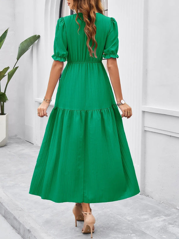 Damen Midikleid mit wabenförmigem Überkreuz-Ausschnitt - AmeliaV