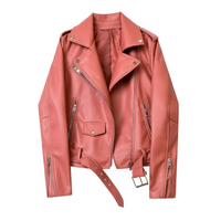 Biker-Lederjacke mit Reißverschlüssen und Gürtel