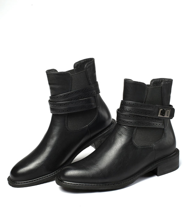 Stiefelette mit klobigem Absatz und Schnalle - Elina