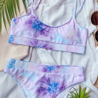 Modischer Damen Bademode Split Print Bikini Badeanzug