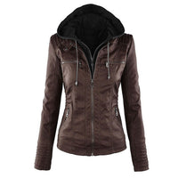 Lederjacke mit Kapuze