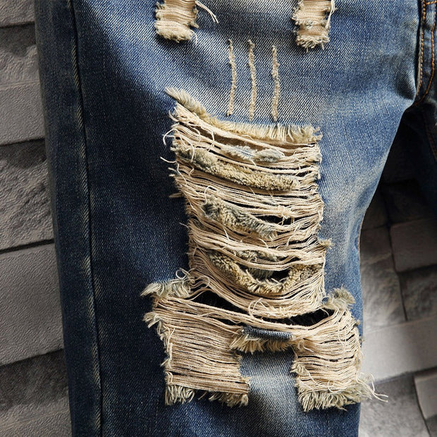 Herren Denim-Shorts urbaner Stil ausgefranst - Bruno