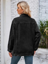 Jeansjacke im Oversize-Schnitt mit Knopfverschluss und langen Ärmeln