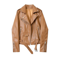 Biker-Lederjacke mit Reißverschlüssen und Gürtel