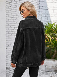 Jeansjacke im Used-Look mit Knopfverschluss und Taschen in Blau