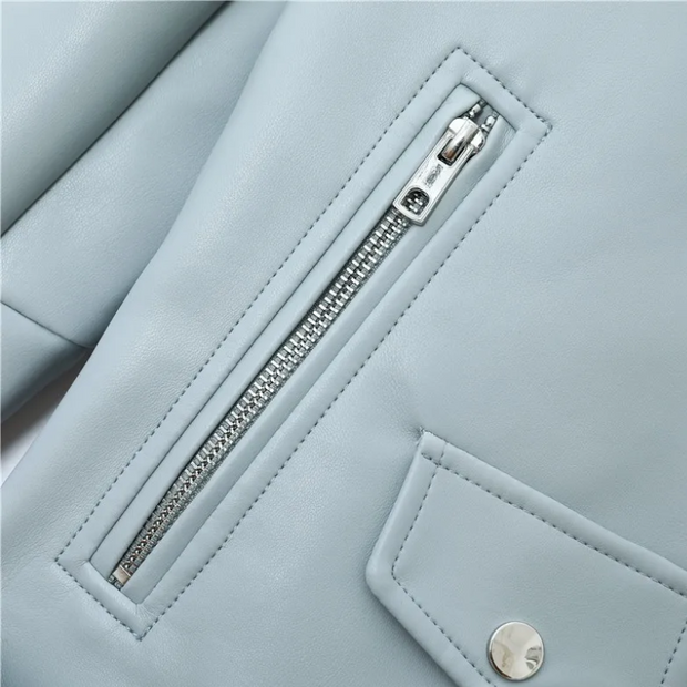 Biker-Lederjacke mit Reißverschlüssen und Gürtel