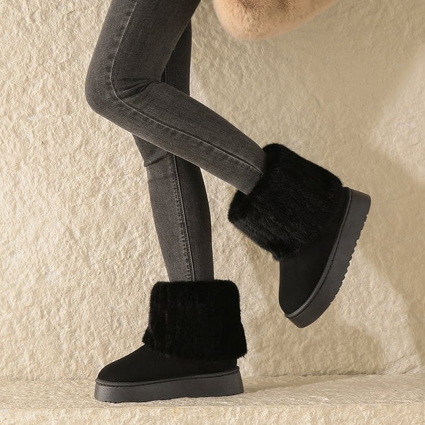Winterliche Damenstiefeletten mit Plüschrand - Auralyn