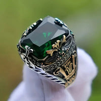 Herrenring Mit Rechteckigem Stein Und Gravierten Motiven Vergoldeten Details Rinaldo