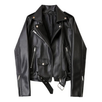 Biker-Lederjacke mit Reißverschlüssen und Gürtel