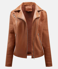 Biker-Lederjacke ohne Kapuze