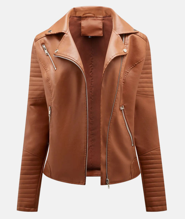 Biker-Lederjacke ohne Kapuze