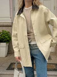 Jacke im Used-Look mit Farbblock-Design und Taschen