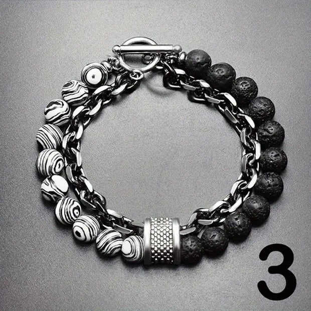 Tigerauge Perlenarmband Steel Streaks Robustes Stahlarmband Mit Wildem Stil Für Urbane Könige