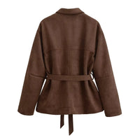 Damenjacke aus Wildleder mit Gürtel - Avelise