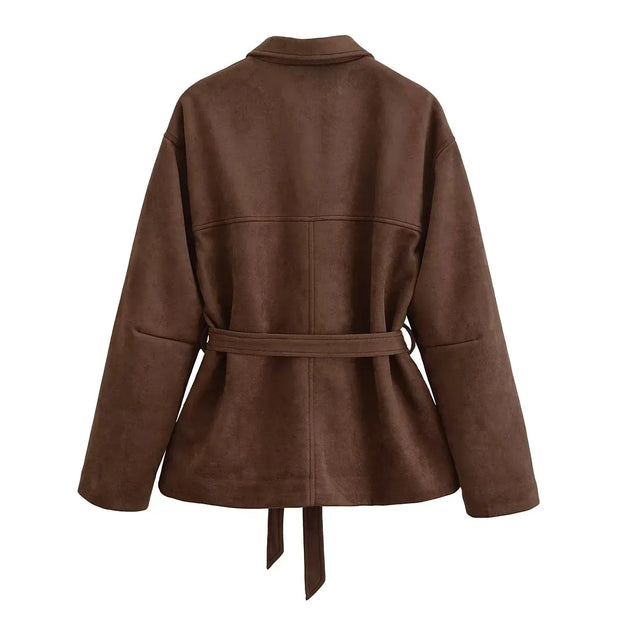 Damenjacke aus Wildleder mit Gürtel - Avelise