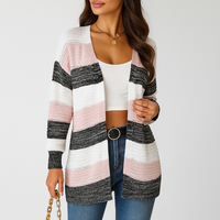 Leichte offene Damenstrickjacke mit Streifenmuster - Bianca