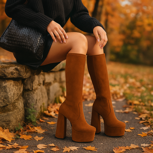 Hohe Damenstiefel mit Plateau - Sorenne