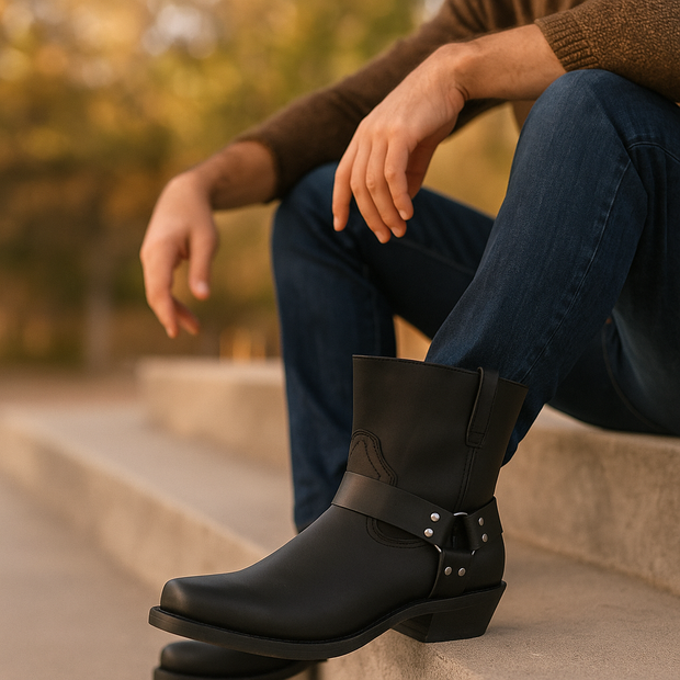 Niedrige Damenstiefel aus veganem Leder mit seitlichem Reißverschluss - Alondra