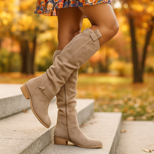 Hohe Damenstiefel aus veganem Leder mit seitlichem Reißverschluss - Jana