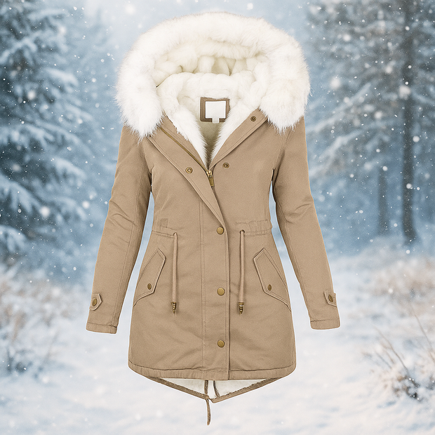 Stylischer Wintermantel mit Kunstfellkapuze - Paula