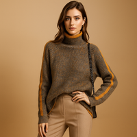 Damen-Rollkragenpullover mit Ärmelstreifen - Kyla