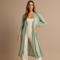 Langer offener Cardigan für Damen im minimalistischen Stil - Lang