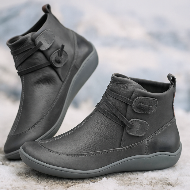 Niedrige Damenstiefel minimalistisches Design Klettverschluss - Isa