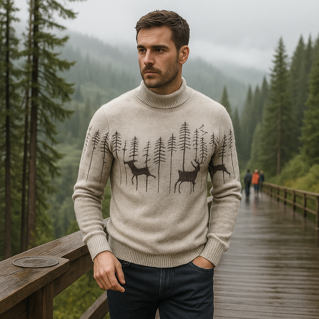 Herren Pullover Rollkragenpullover Wintermotiv - Erland